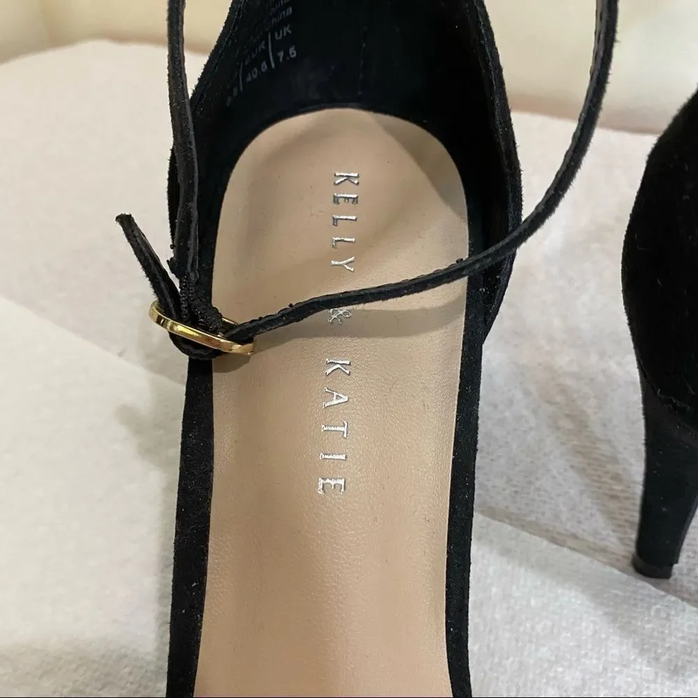 Kelly & Katie Kirstie black suede leather heel sandals 9.5
